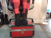 Preview 3 of Watch this sissy teasing her dildo with her feet till she can't take it and has to sit on it!