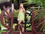 Preview 1 of Blonde Teen In A Short Sun Dress In The Bower