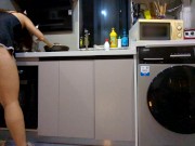 Preview 2 of Camera catches Step mom getting creampied in the kitchen while doing the dishes