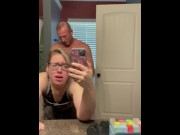 Preview 6 of PAWG in thigh high fishnet stockings gets fucked from behind in front of mirror by big white dick