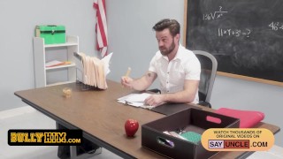 Bully Him - Hot Teacher Fucks Nerdy Student In Classroom And Fills His Tight Asshole With Huge Load