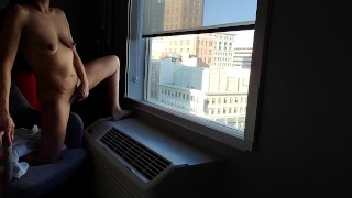 Masturbating from the window of my hotel in the center of town - AprilHaze - WindowMaiden