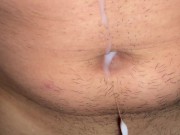 Preview 2 of masturbating horny guy loud moan and cum on belly button stomach orgasm