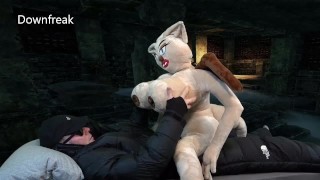 Plush Sex Doll Fantasy With Down Suit in the Crypt. Huge Tits Monster Succubus!