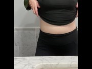 Preview 1 of Milf hiding perfect small tits and hard eraser nipples under my sweater at work