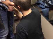 Preview 4 of Sucking and jerking eachother in a dressing room with cumshot