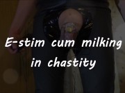 Preview 1 of E-stim cum milking with chastity device