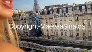 a stranger fucks me in public on a balcony in Paris facial cum swallower