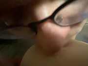 Preview 3 of Boyfriend smoking weed and licking and sucking wife tits