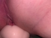 Preview 2 of Tribbing my boyfriends toy, moaning and cumming hard