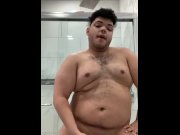 Preview 3 of Chubby guy solo jerks in the bathroom