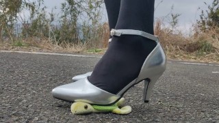 Transvestite Leather Jacket Skirt Trampling Training Leg Fetish Pantyhose Japanese Crush Fetish