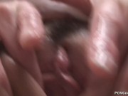 Preview 6 of POV cuckold creampie eating blowjob and sex by hot stepdaughter who locks you in chastity and watch