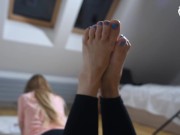 Preview 5 of Czech long toes barefoot teasing POV (long toes, bare feet, POV foot worship, sandals, sexy soles)