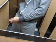 Preview 2 of I Jerk off this Huge Cock in the Neighborhood Elevator and the Cumshot falls on the Floor