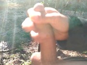 Preview 5 of Dirty Handsome Boy Jerks His Delicious Big Cock in the Forest and the Tree Swallows His Cum