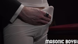 Cumshot in suits before work