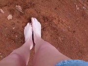 Preview 2 of Foxy Young MILF Gets Her Soft Soles and Sexy Long Toes Filthy to Make Your Cock Hard (Foot Fetish)