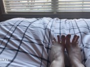 Preview 1 of In Bed with My Bare Feet and Fresh Blue Pedicure MiaNyx Foot Fetish and Toes Tease