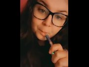 Preview 3 of Dabbing and blowing kisses bbw smoking vape