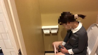 Girl who masturbates violently after peeing