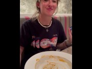 Preview 4 of SLUT SHOWS HER PUSSY AT VALENTINES DINNER