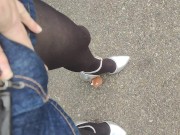 Preview 6 of Outdoor transvestite leather shorts high heels stomping stuffed animals and masturbation crash fetis