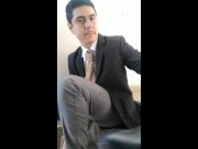 Preview 2 of Handsome straight man in suit needs help to relax