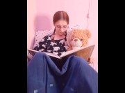 Preview 1 of Cute teen reads a book and plays with her pussy before bed (teaser)