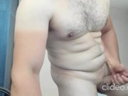 Preview 6 of Straight cam model jerking big cock with quick flex
