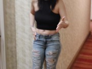 Preview 5 of PEE DESPERATION IN HOTEL HALLWAY! WET JEANS FOR AUTUMN SOUTH (4k)