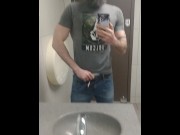 Preview 2 of Muscle Daddy Jerks Off In Public Bathroom
