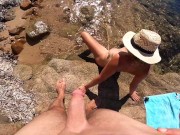 Preview 3 of A stranger catches me at the beach wants to fuck me he cums on me tourists must watch