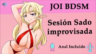 JOI hentai, sesión sado improvisada, voz española.