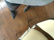 Preview 1 of WIFE CAUGHT CHEATING HUBBY AND FOUND PANTYHOSE, STOCKINGS, HIGH HEELS AND BUTT PLUG HIS TEEN SLUT!