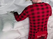 Preview 1 of A Guy Pillow Humping Cuts Open Pillow And Fucks The Stuffing Until He Cums