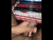 Preview 2 of Playing with my bbc cock while watching the porn wonderful cum shot || porn dekhte hue Desi ladke ka