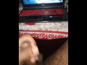 Preview 5 of Playing with my bbc cock while watching the porn wonderful cum shot || porn dekhte hue Desi ladke ka