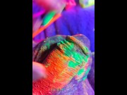 Preview 3 of solo male blacklight glow body paint art session - more visually stunning than sexy