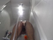 Preview 6 of Stepmom caught in the shower fucking a dildo and playing with her pussy