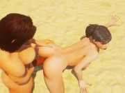 Preview 5 of Futa fucks a girl in mouth and pussy on the seashore [L]