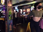 Preview 4 of Brazenly flashing boobs in a busy arcade