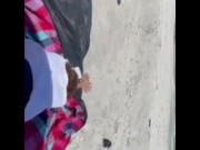 Preview 2 of Real public beach anal sex! Stepson slaps his stepmoms ass then fucks it hard before coming over it.