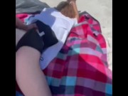 Preview 5 of Real public beach anal sex! Stepson slaps his stepmoms ass then fucks it hard before coming over it.