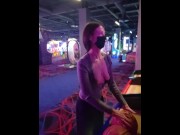 Preview 6 of Exhibitionist Wife Plays Basketball with Tits Out at Arcade