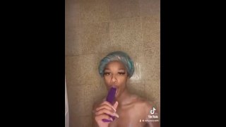 EBONY TRANNY SHOWERING 🧼 CLEANING THAT PUSSY(Full video on Onlyfans) link in bio