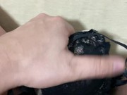Preview 3 of Masturbating in a black lace A-cup bra and sperm bukkake