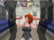 Preview 2 of 3D HENTAI Red-haired girlfriend in the subway agreed to give us a blowjob with a friend