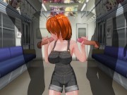 Preview 6 of 3D HENTAI Red-haired girlfriend in the subway agreed to give us a blowjob with a friend