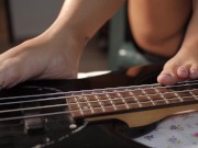 Preview 2 of POV Slapping the hell out of this sexy bass guitar, Petite teen bass player slaps in slowmotion 4K